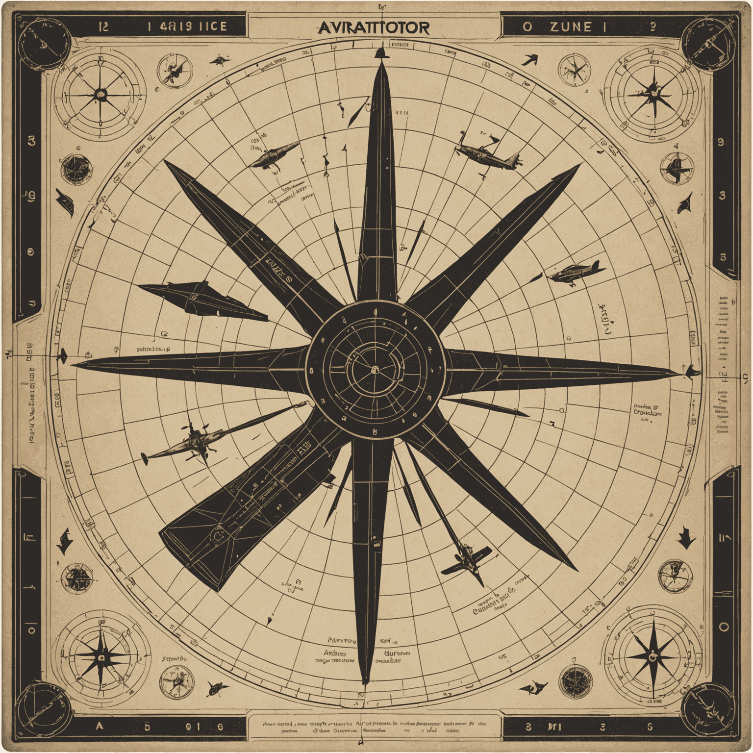 A diagram showing optimal aircraft positioning strategies on the Aviator game board, with arrows indicating movement patterns and zones of control.